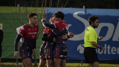 L'Unione Rugby Samb in azione contro la Lazio al Nelson Mandela nella ripresa del campionato di Serie A