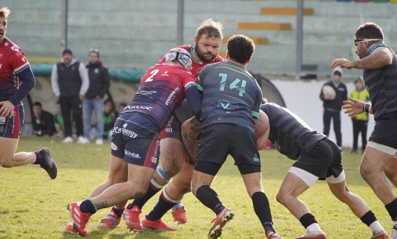 La Fi.fa. Security Rugby San Benedetto in azione contro LA Rugby L’Aquila nella vittoria esterna di Serie A
